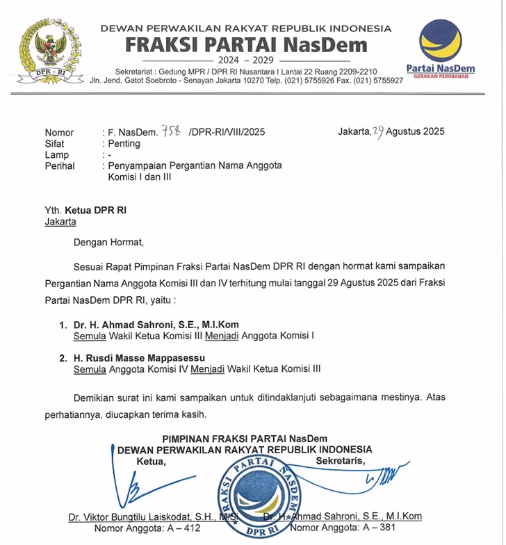 ahmad sahroni komisi iii dpr ri